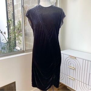 Raquel Allegra NWOT Ombré Stretch Velvet Ruched Ribbon Dress, Sample Size S
